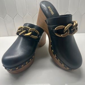 Michael Kors Black and Gold Mules